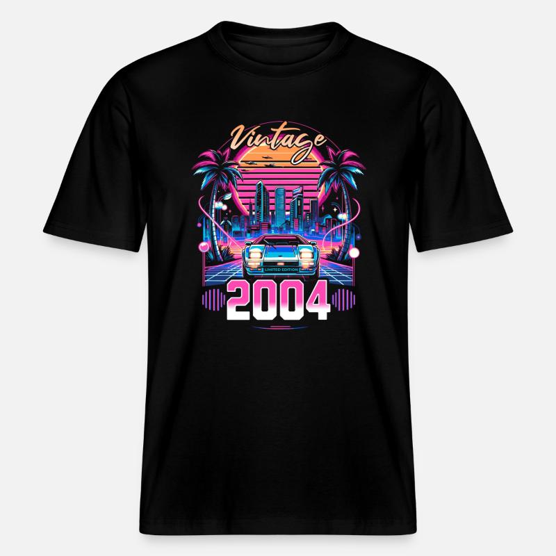 Synthwave Retro 20eme Anniversaire 2004 -  T-shirt unisexe RELAXED FIT en coton bio - noir