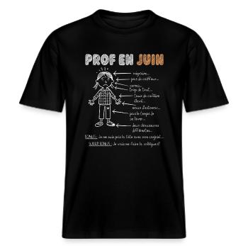 Fin Année Scolaire Humour Enseignante -  T-shirt unisexe RELAXED FIT en coton bio - noir - Devant - Alina (178cm) & Michal (187cm)