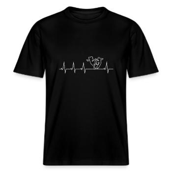 Ich liebe Rock 'n' Roll -  RELAXED FIT Unisex Organic T-Shirt - Schwarz - Vorne - Alina (178cm) & Michal (187cm)