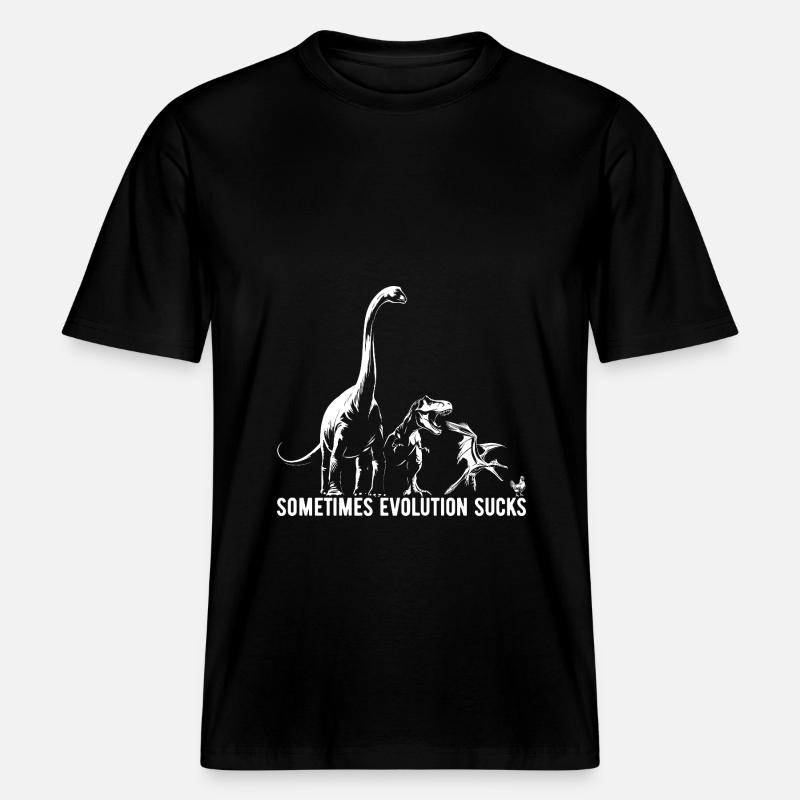 Parfois, l’évolution craint - Dinosaure - Poulet -  T-shirt unisexe RELAXED FIT en coton bio - noir