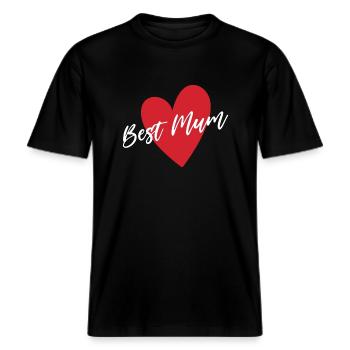 Best Mum -  RELAXED FIT Unisex Organic T-Shirt - black - Front - Alina (178cm) & Michal (187cm)