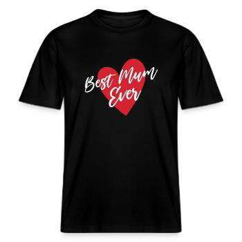 Best Mum Ever -  RELAXED FIT Unisex Organic T-Shirt - black - Front - Alina (178cm) & Michal (187cm)