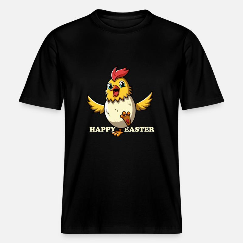 Happy Easter - Osterchicken - Osterei - Geschenk -  RELAXED FIT Unisex Organic T-Shirt - Schwarz