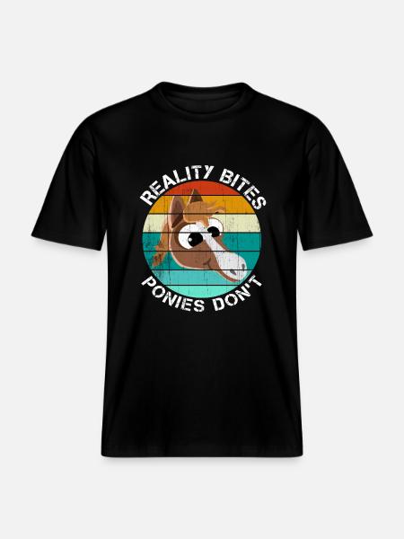 Ponyer siger sjovt VIRKELIGHEDEN BIDER PONYER GØR DET IKKE -  Økologisk unisex T-shirt RELAXED FIT - sort