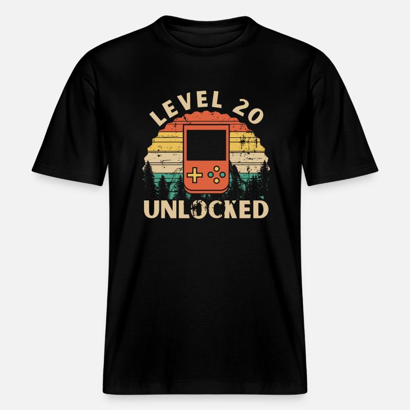Level 20 Unlocked -  T-shirt unisexe RELAXED FIT en coton bio - noir