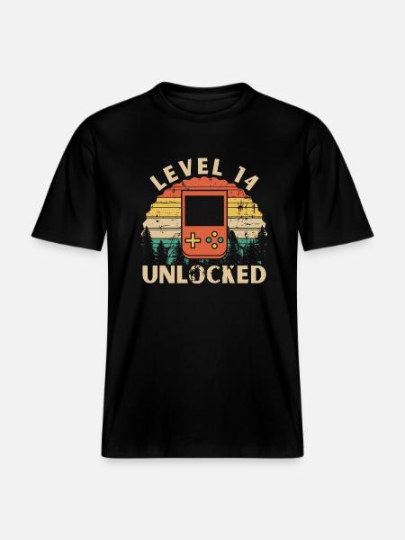 Level 14 Unlocked -  RELAXED FIT Unisex Organic T-Shirt - black