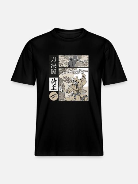 Samurai Katana Duel vs Ninja - T-shirt unisexe RELAXED FIT en coton bio - noir