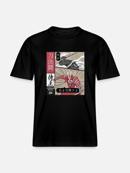 Katana Duell Ninja vs Samurai - RELAXED FIT Unisex Organic T-Shirt - Schwarz
