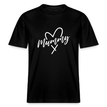 Mummy -  RELAXED FIT Unisex Organic T-Shirt - black - Front - Alina (178cm) & Michal (187cm)