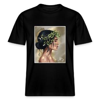 Breathe -  RELAXED FIT Unisex Organic T-Shirt - black - Front - Alina (178cm) & Michal (187cm)