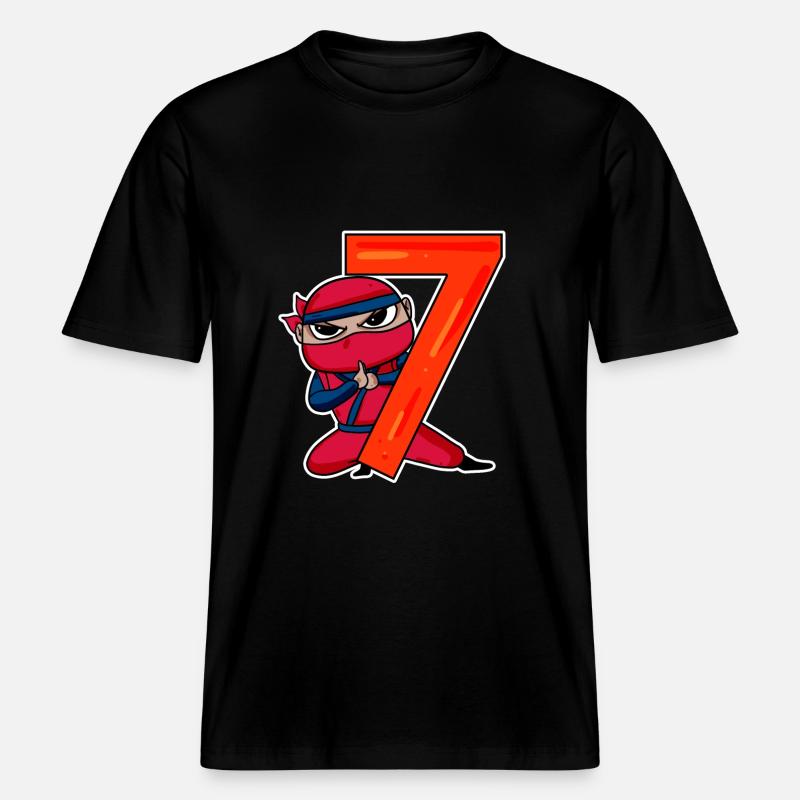 Fils Ninja de 7 ans -  T-shirt unisexe RELAXED FIT en coton bio - noir
