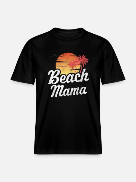 Maman de plage - T-shirt unisexe RELAXED FIT en coton bio - noir