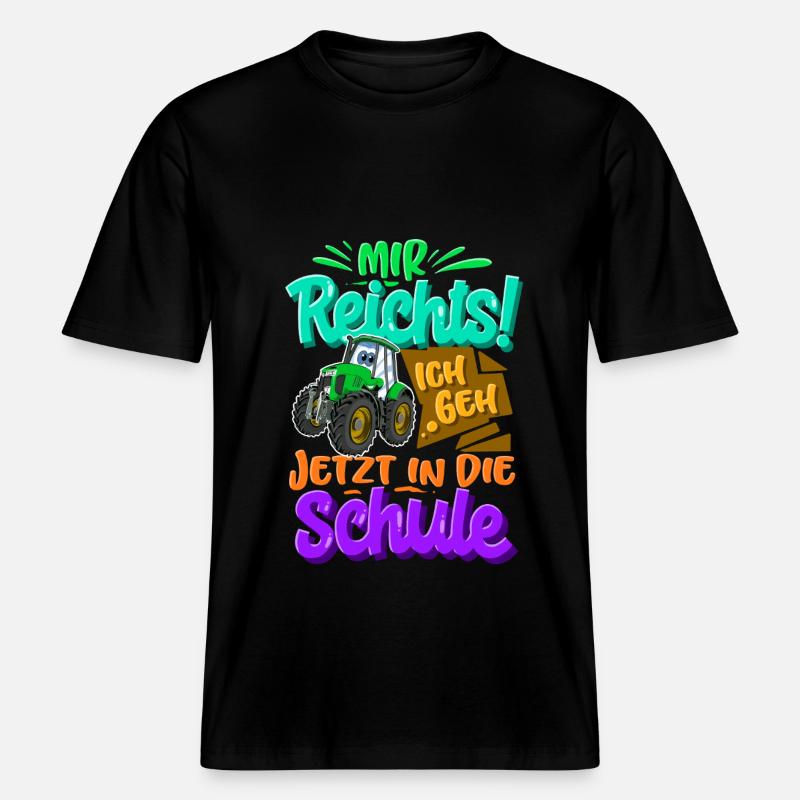 Traktor Kinder Einschulung -  RELAXED FIT Unisex Organic T-Shirt - Schwarz