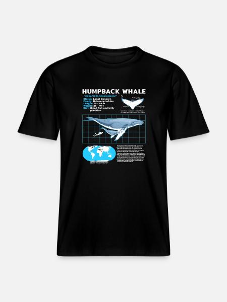 Humpback Whale Datasheet -  RELAXED FIT Unisex Organic T-Shirt - black