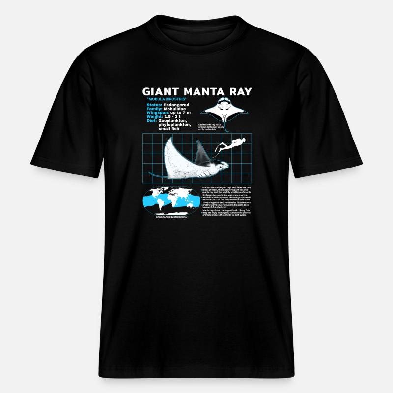 Manta rays Datasheet - RELAXED FIT Unisex Organic T-Shirt - black