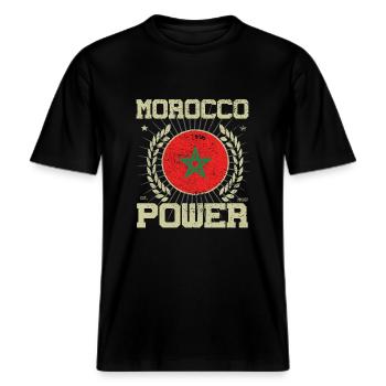 Design marocain cool -  T-shirt unisexe RELAXED FIT en coton bio - noir - Devant - Alina (178cm) & Michal (187cm)