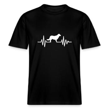 Flat Coated Retriever -  T-shirt unisexe RELAXED FIT en coton bio - noir - Devant - Alina (178cm) & Michal (187cm)