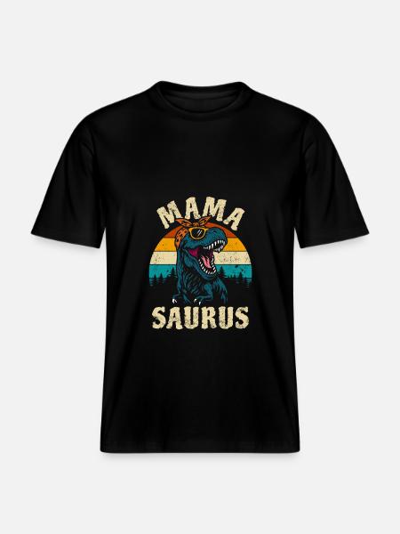 Mama Saurus - T-Rex - Tyrannosaurus - Gift -  RELAXED FIT Unisex Organic T-Shirt - black