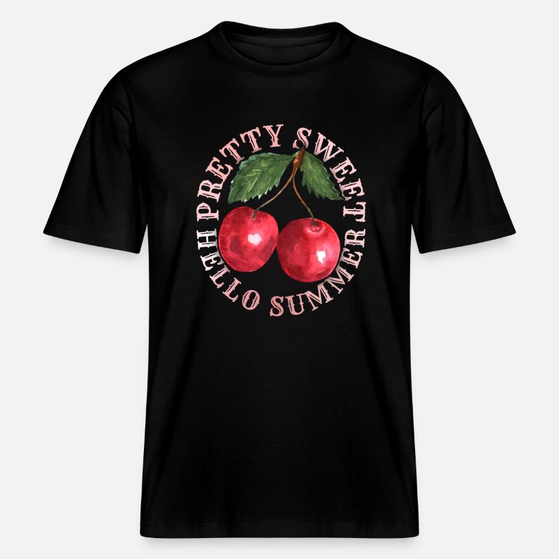 Kirsche, Cherry-Fruit Kirsche-Cherry Sommer-Spruch -  RELAXED FIT Unisex Organic T-Shirt - Schwarz