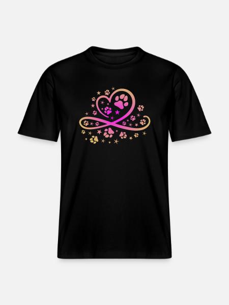 Herz mit Pfötchen und Sternen -  RELAXED FIT Unisex Organic T-Shirt - Schwarz