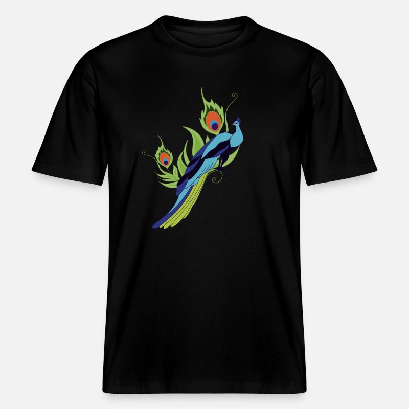 peacock -  RELAXED FIT Unisex Organic T-Shirt - black