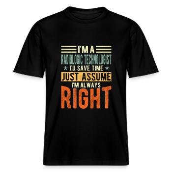 Radiologischer Technologe -  RELAXED FIT Unisex Organic T-Shirt - Schwarz - Vorne - Alina (178cm) & Michal (187cm)