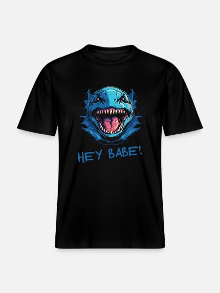 Angry funny turtle, hey babes! -  RELAXED FIT Unisex Organic T-Shirt - black