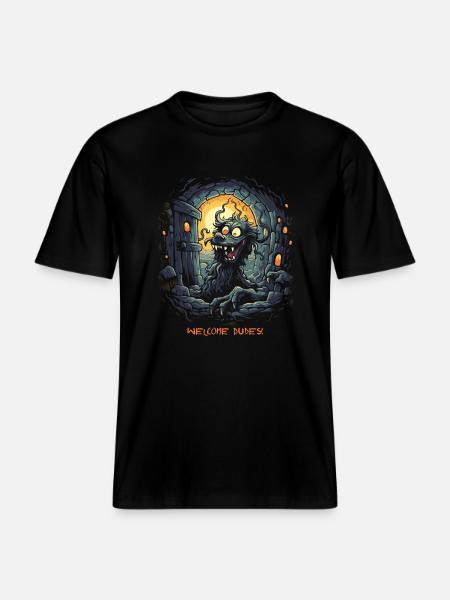 Welcome, Buddies, Dungeon Dog - RELAXED FIT Unisex Organic T-Shirt - black