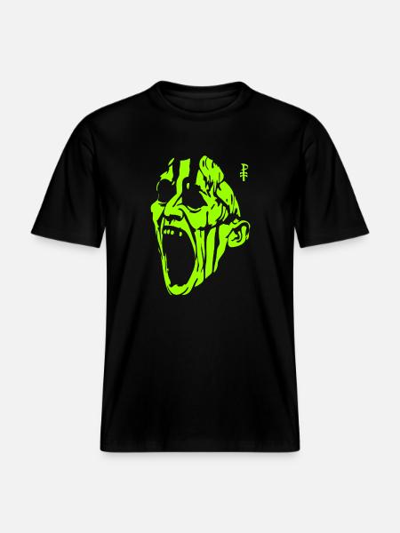 The Screaming Green Monster Man - RELAXED FIT Unisex Organic T-Shirt - black