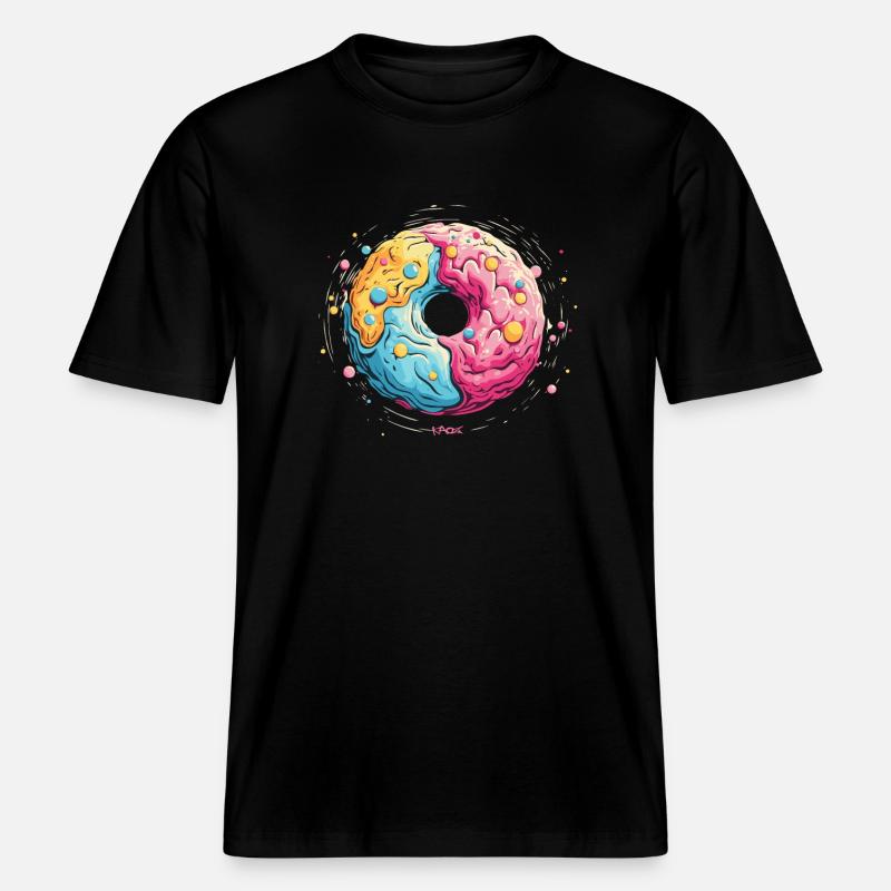 Une galaxie de beignets -  T-shirt unisexe RELAXED FIT en coton bio - noir