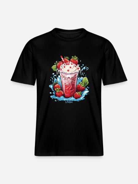 Erdbeer-Eiscreme-Milch - RELAXED FIT Unisex Organic T-Shirt - Schwarz