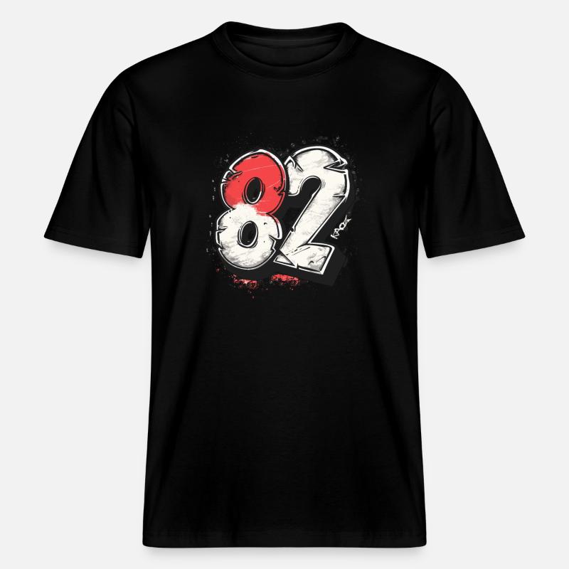 Nummer 82 oder 1982 -  RELAXED FIT Unisex Organic T-Shirt - Schwarz
