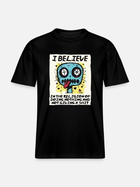 Religious believer doing nothing -  RELAXED FIT Unisex Organic T-Shirt - black