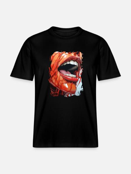 Contemporary Cartoon Lips - RELAXED FIT Unisex Organic T-Shirt - black