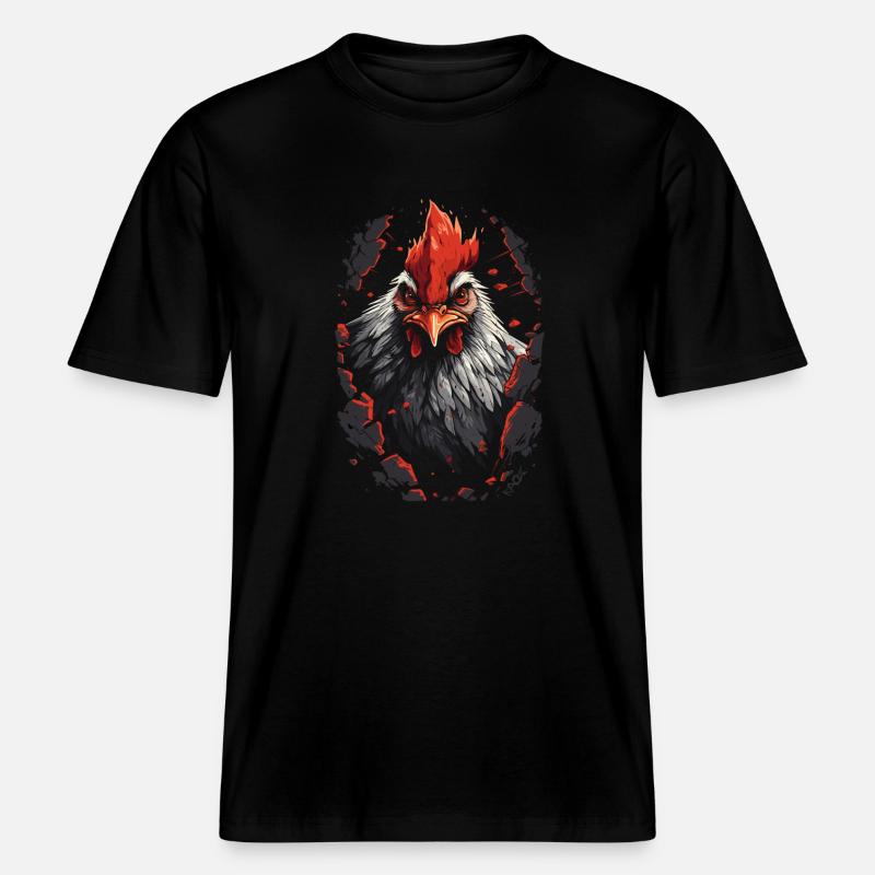 Durch Wände brechen: starker Hahn -  RELAXED FIT Unisex Organic T-Shirt - Schwarz