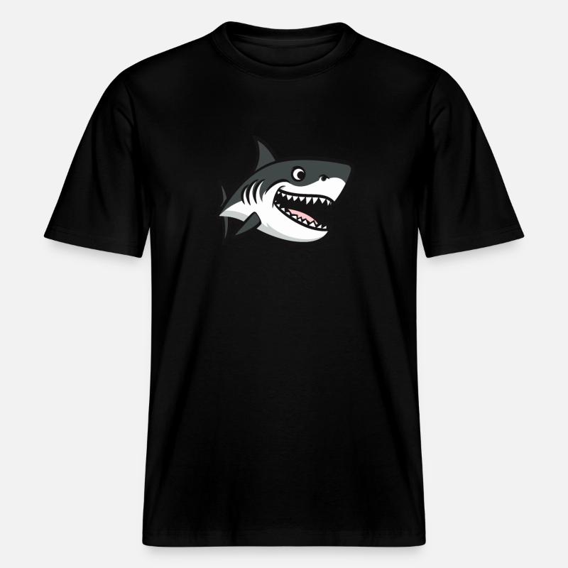 Drôle de requin idiot -  T-shirt unisexe RELAXED FIT en coton bio - noir
