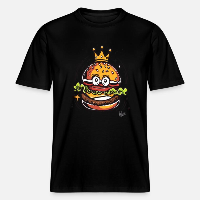 König mit einer Krone Burger - RELAXED FIT Unisex Organic T-Shirt - Schwarz