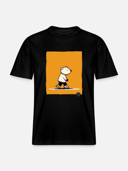 Little polar bear on skates -  RELAXED FIT Unisex Organic T-Shirt - black
