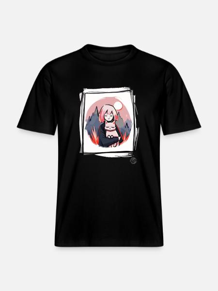 Mädchen mit Katze -  RELAXED FIT Unisex Organic T-Shirt - Schwarz