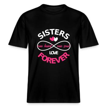 Schwestern für immer BFF -  RELAXED FIT Unisex Organic T-Shirt - Schwarz - Vorne - Alina (178cm) & Michal (187cm)