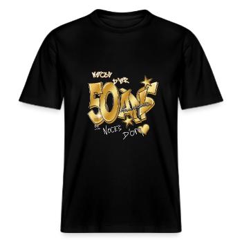 Noces d'or -  T-shirt unisexe RELAXED FIT en coton bio - noir - Devant - Alina (178cm) & Michal (187cm)