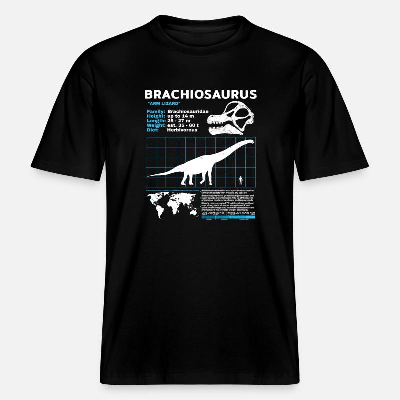 Fiche technique de Brachiosaurus - T-shirt unisexe RELAXED FIT en coton bio - noir