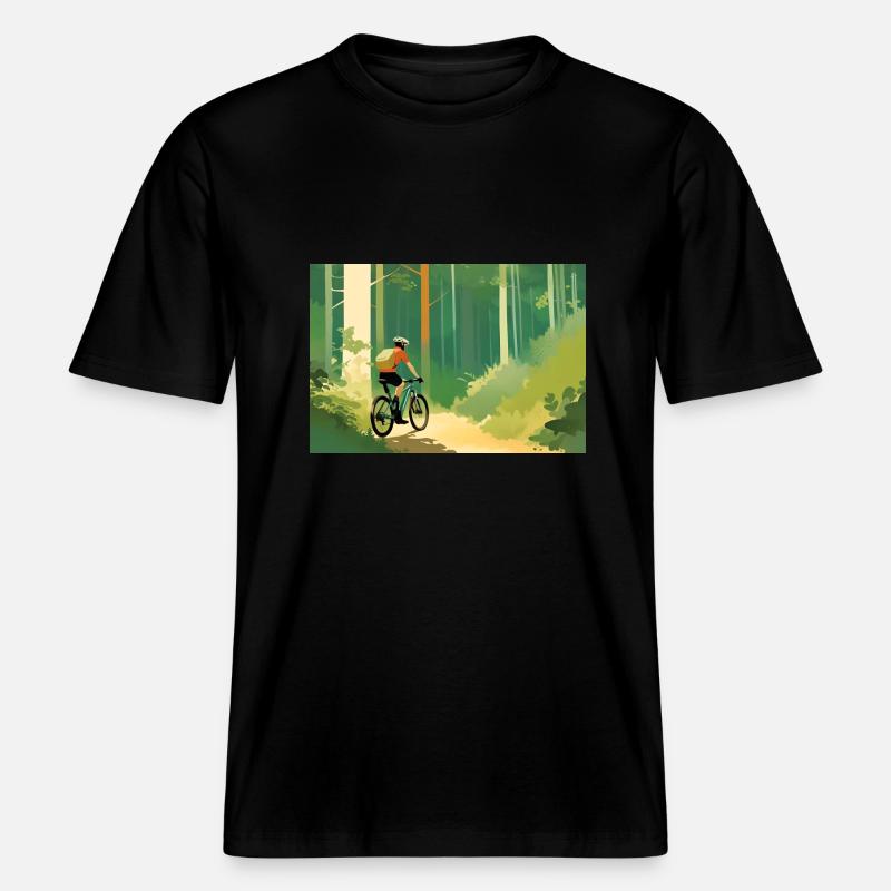 VTT Cyclisme -  T-shirt unisexe RELAXED FIT en coton bio - noir