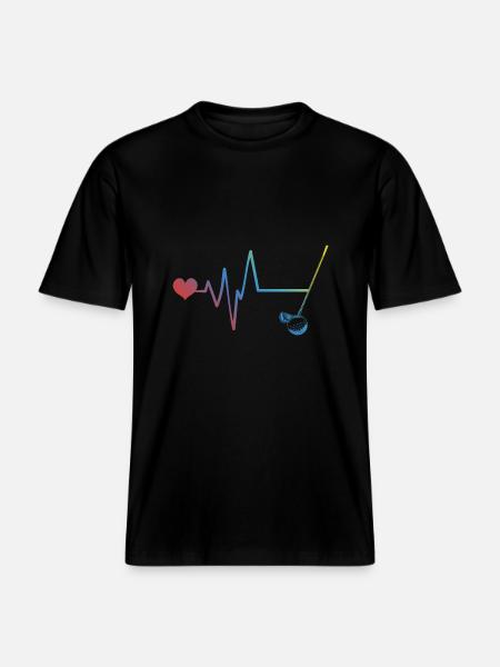 Golf Sport Pulse Heartbeat - RELAXED FIT Unisex Organic T-Shirt - black