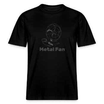 Metal Fan lustiges Heavy Metal Shirt Ventilator -  RELAXED FIT Unisex Organic T-Shirt - Schwarz - Vorne - Alina (178cm) & Michal (187cm)