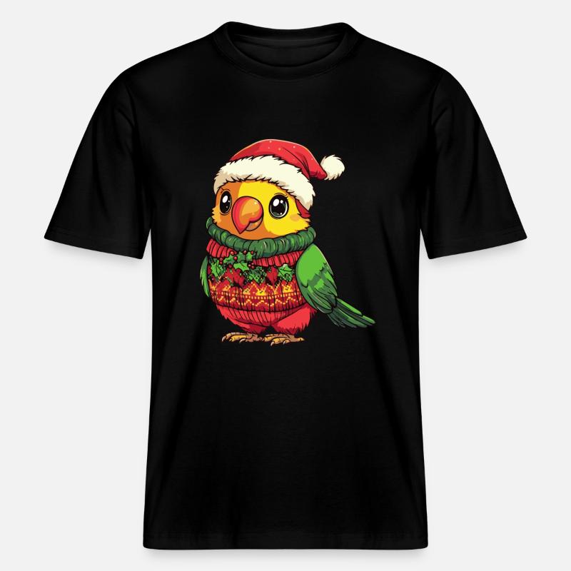 Parrot Christmas Comic -  RELAXED FIT Unisex Organic T-Shirt - black