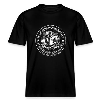 cavaliere -  T-shirt unisexe RELAXED FIT en coton bio - noir - Devant - Alina (178cm) & Michal (187cm)