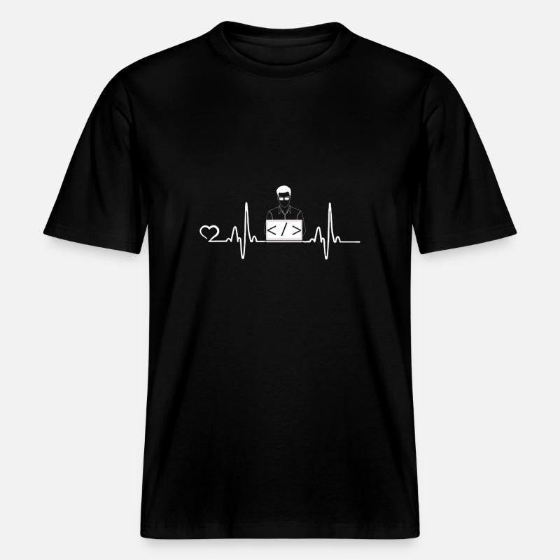 Programmierer Geschenke Herzschlag -  RELAXED FIT Unisex Organic T-Shirt - Schwarz