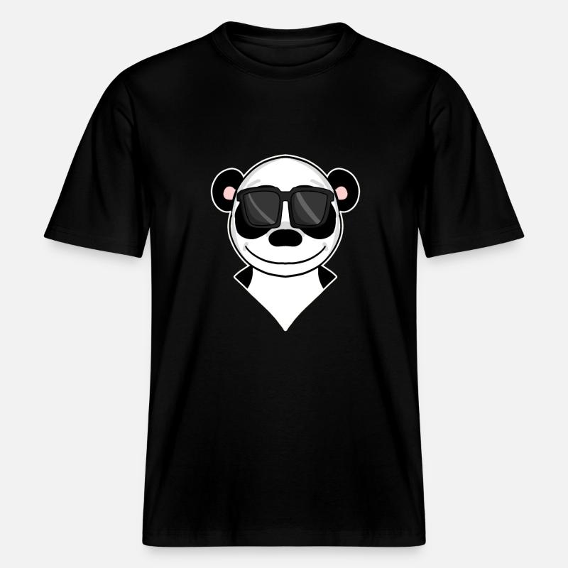 Panda - ours panda cool - T-shirt unisexe RELAXED FIT en coton bio - noir