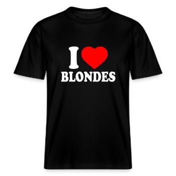 I love blondes -  Unisex ekologisk T-shirt med avslappnad passform - svart - Fram - Alina (178cm) & Michal (187cm)